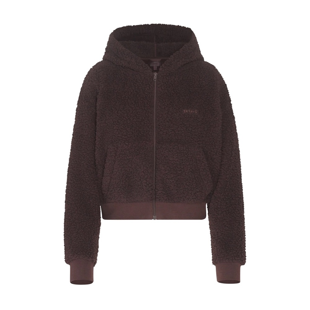 SKIMS | Espresso Teddy Zip Up Hoodie | Size Medium